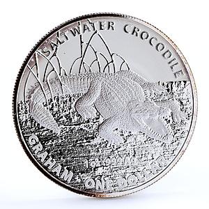 Australia 1 dollar Endangered Wildlife Saltwater Crocodile silver coin 2014