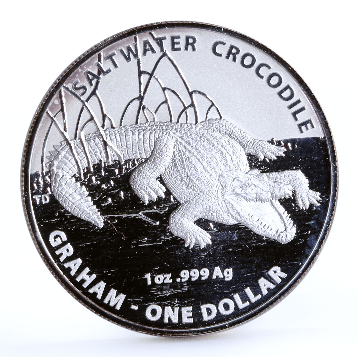 Australia 1 dollar Endangered Wildlife Saltwater Crocodile silver coin 2014