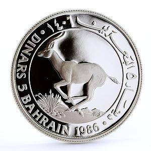 Bahrain 5 dinars World Wildlife Fund series Gazelle silver coin 1986