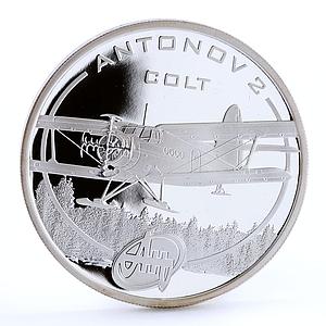 Cook Islands 1 dollar Aviation Antonov-2 Colt Plane proof silver coin 2008