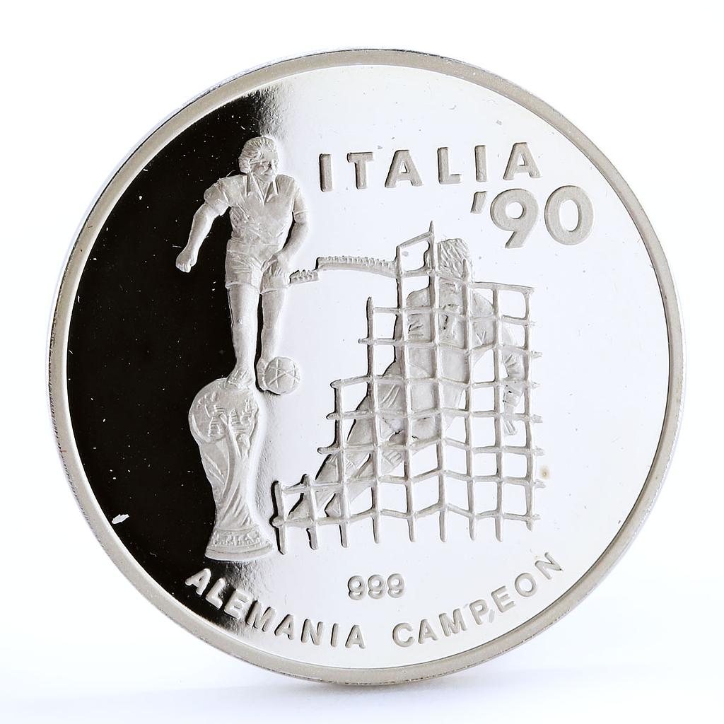 Equatorial Guinea 7000 francos Football World Cup in Italy silver coin 1991