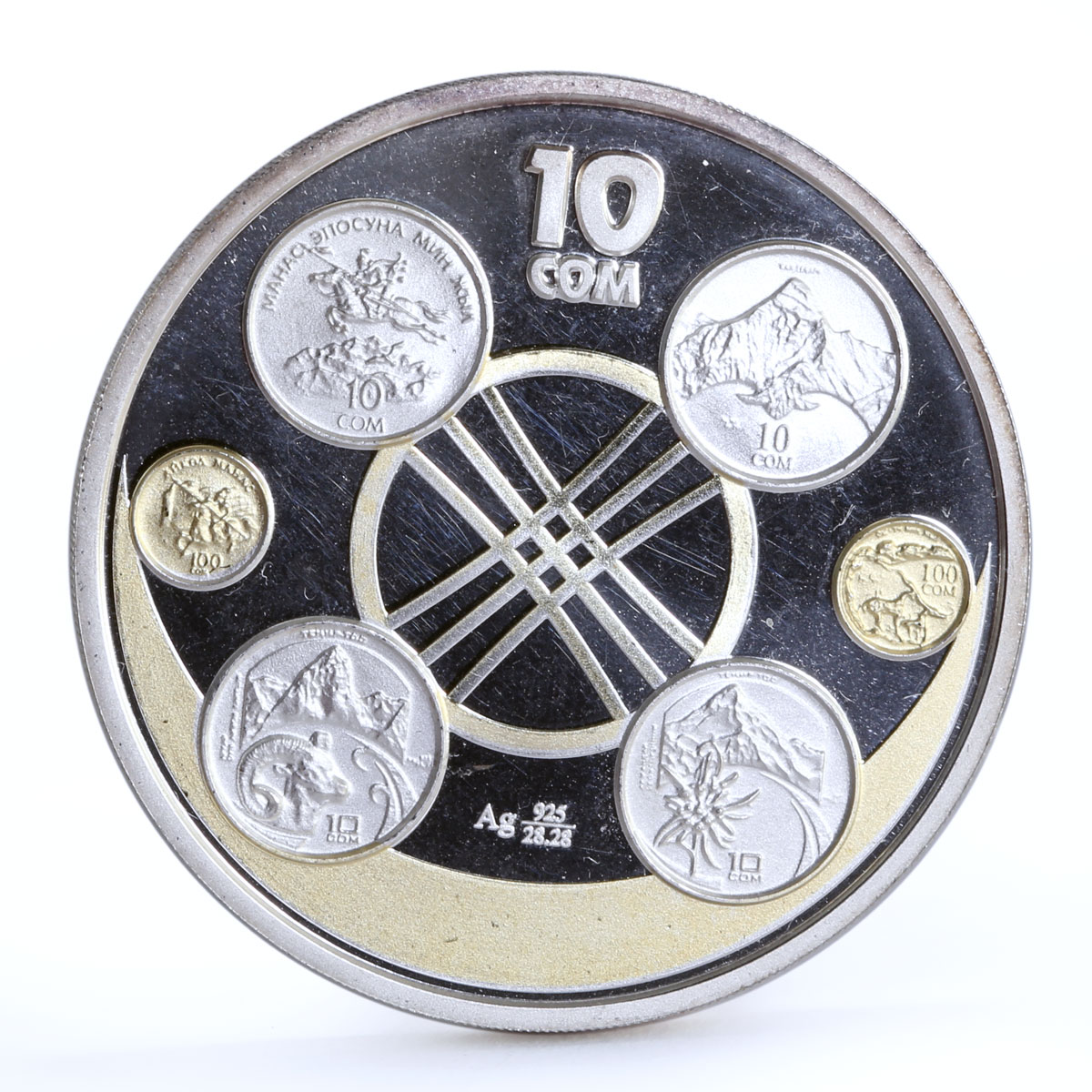 Kyrgyzstan 10 som 10th Anniversary of National Currency proof silver coin 2003