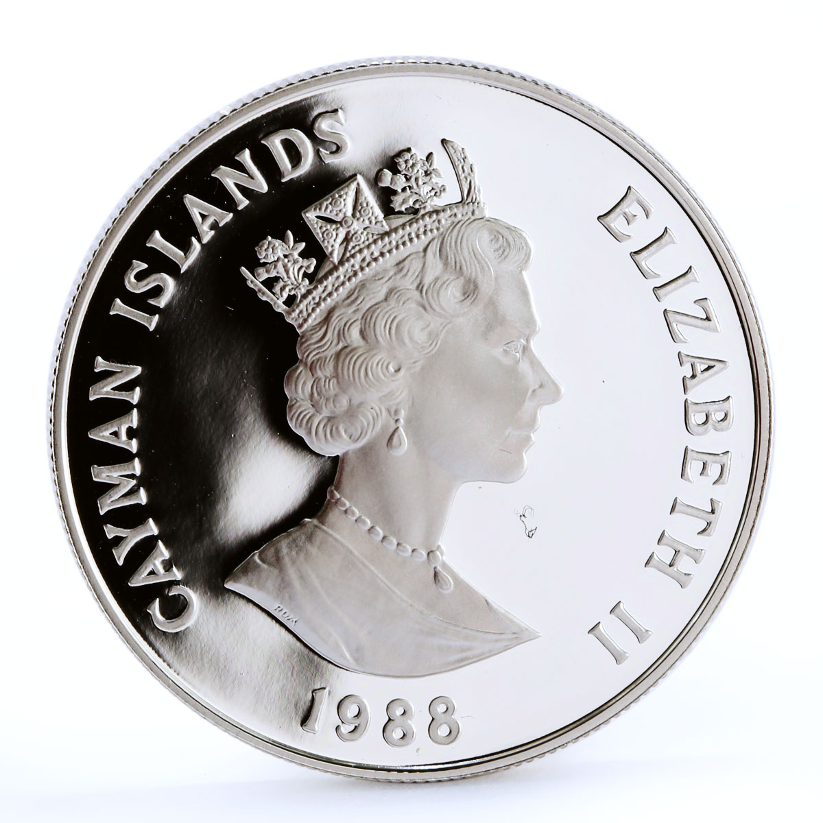 Cayman Islands 5 dollars Columbus New World Ship Clipper Boat silver coin 1988