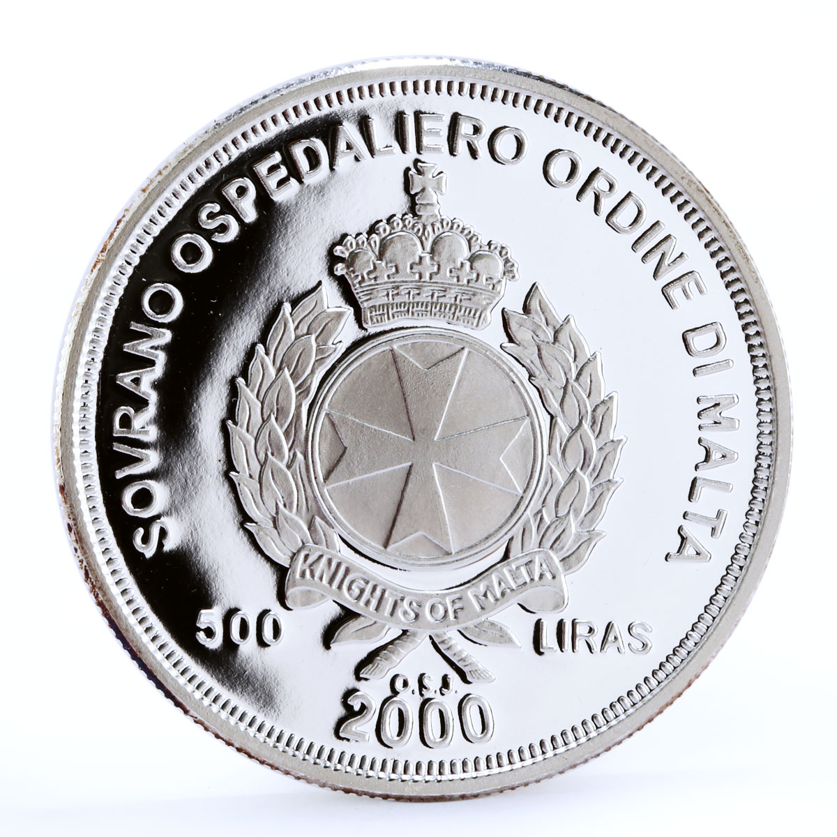 Malta 500 liras Order Grand Harbour Ship silver coin 2000