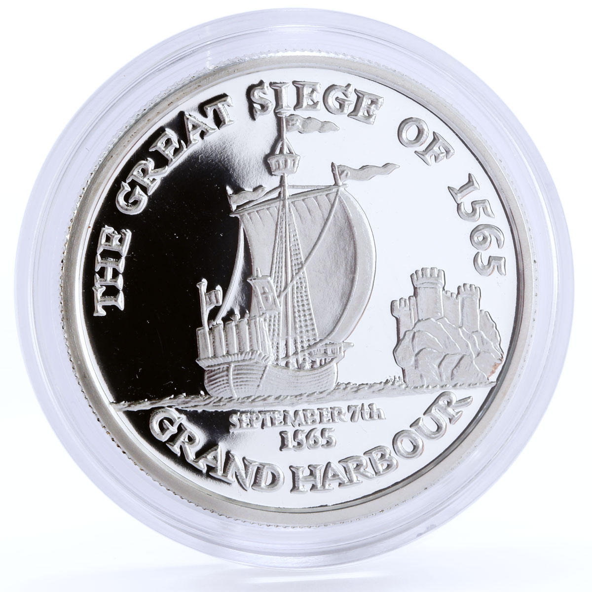 Malta 500 liras Order Grand Harbour Ship silver coin 2000