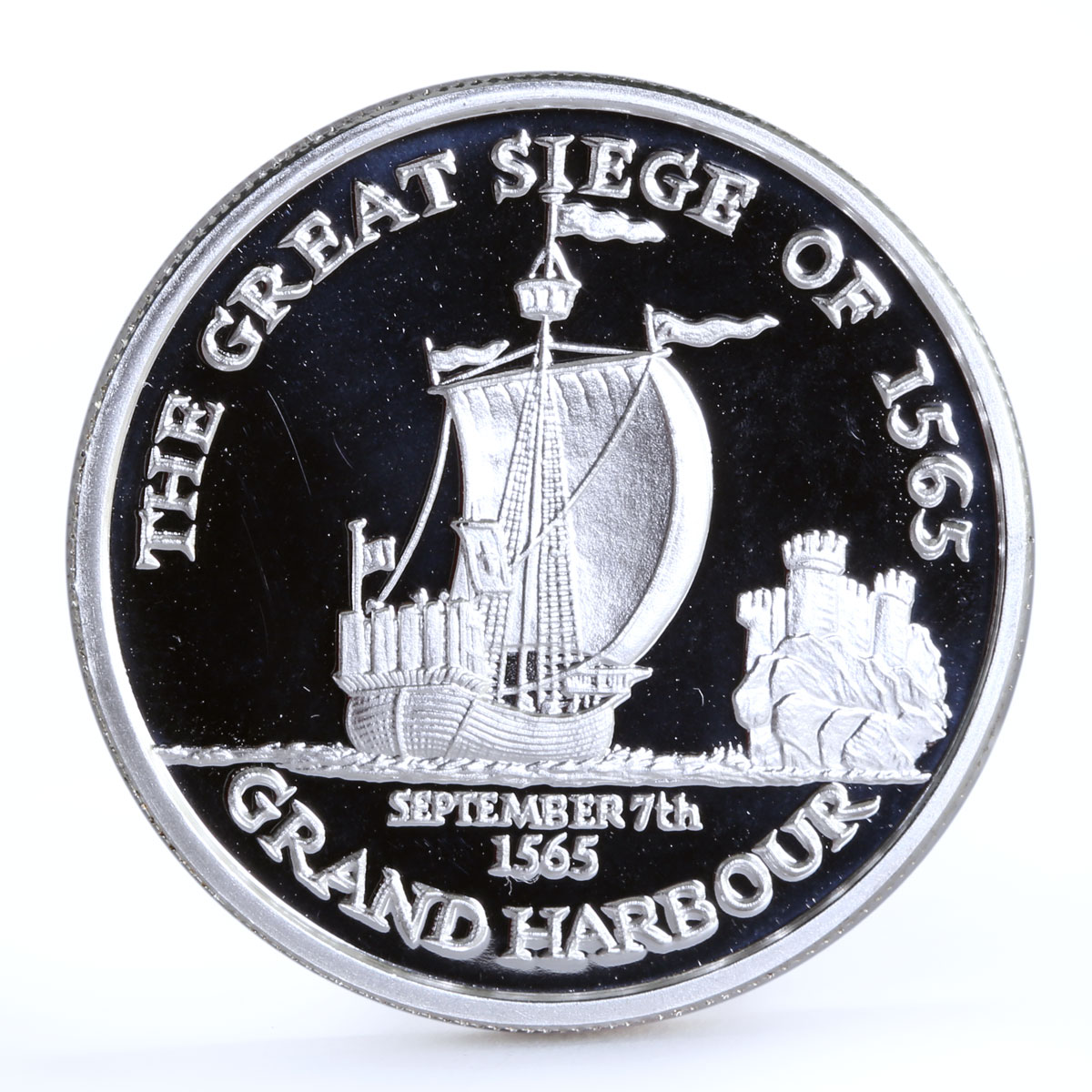 Malta 500 liras Order Grand Harbour Ship silver coin 2000