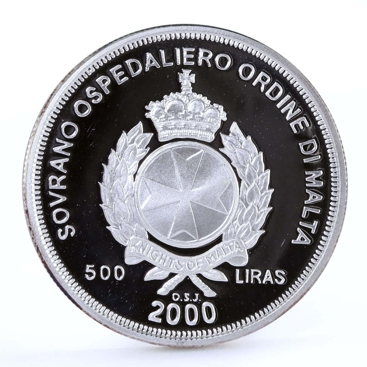 Malta 500 liras Order Grand Harbour Ship silver coin 2000