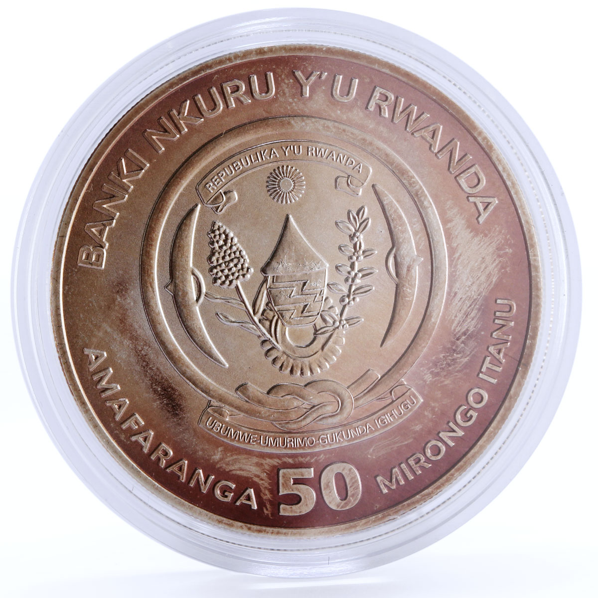 Rwanda 50 francs African Wildlife Rhinoceros Fauna silver coin 2012