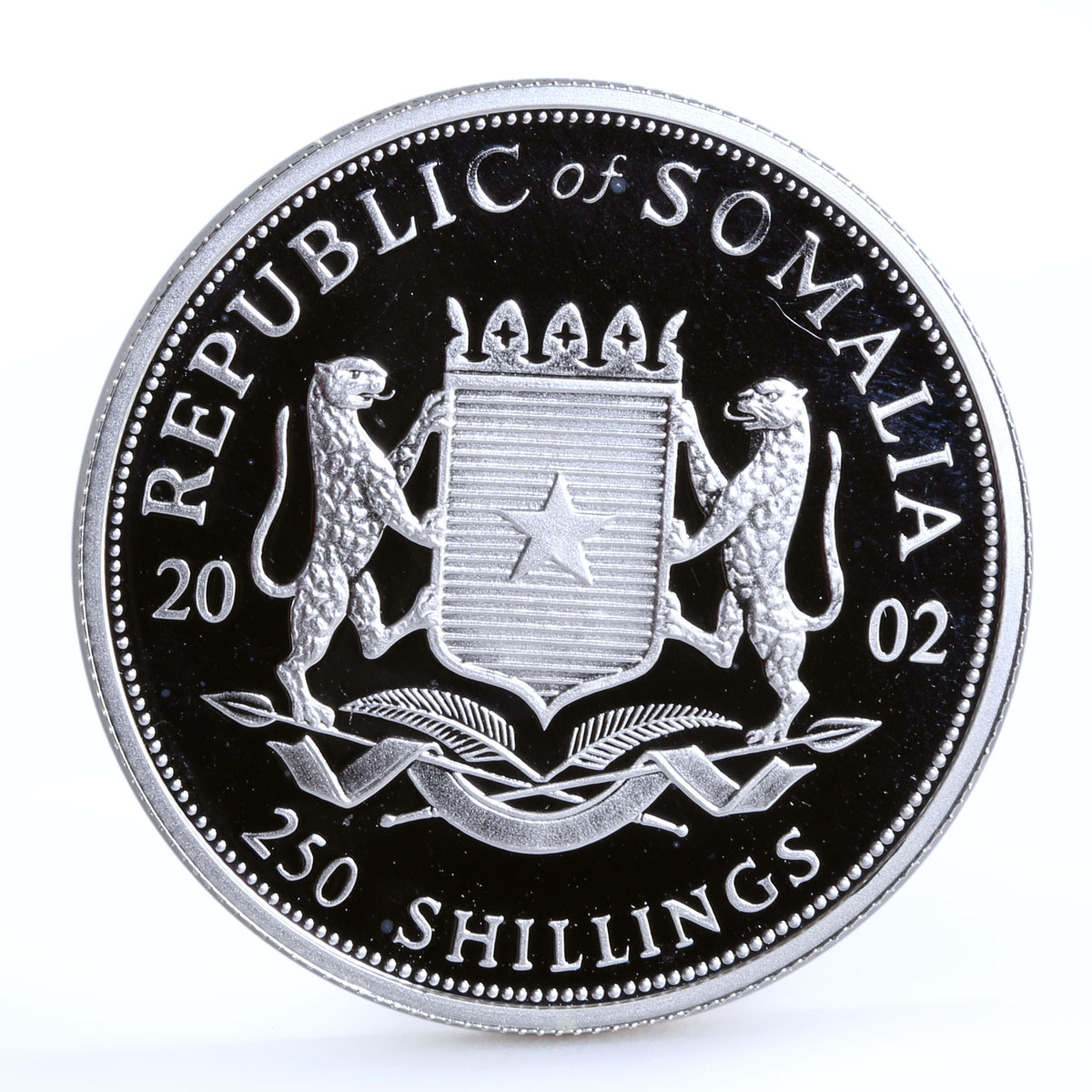 Somali 250 shillings The Pilgrim Fathers Mayflower Ship silver coin 2002