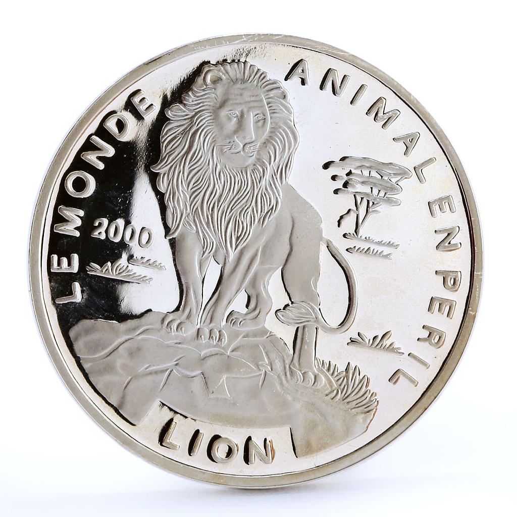 Togo 1000 francs Wildlife World Fund African Lion Fauna proof silver coin 2000