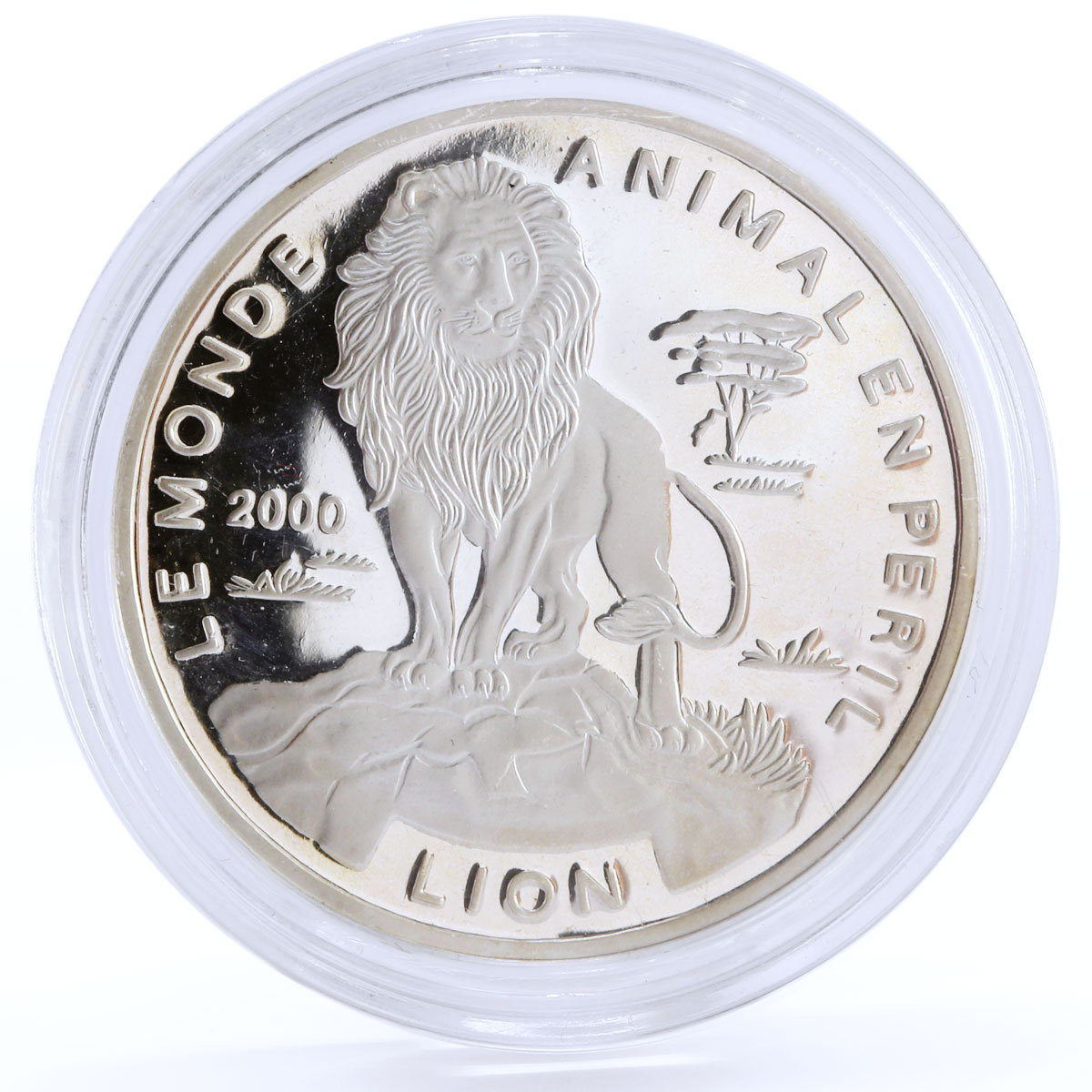 Togo 1000 francs Wildlife World Fund African Lion Fauna proof silver coin 2000