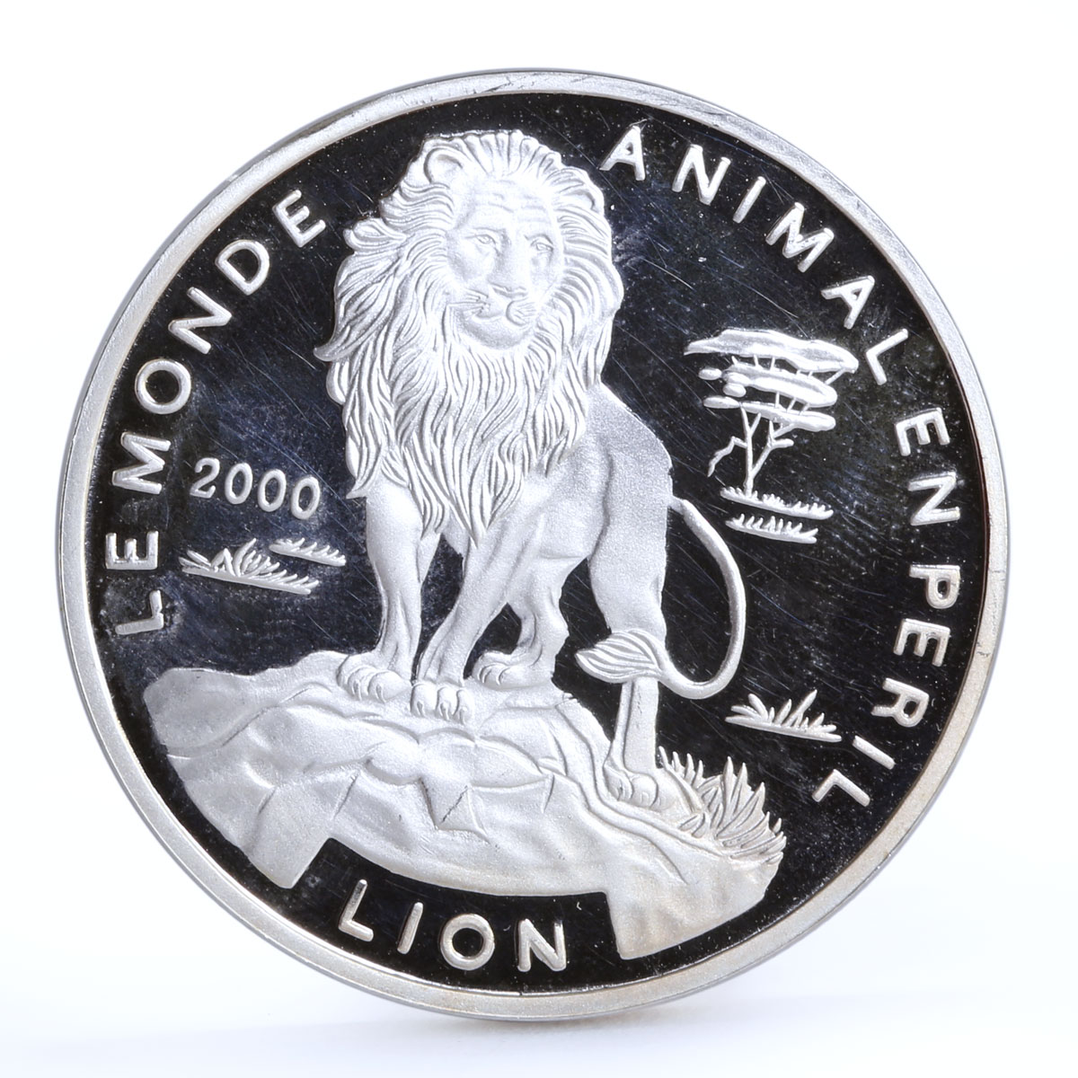 Togo 1000 francs Wildlife World Fund African Lion Fauna proof silver coin 2000