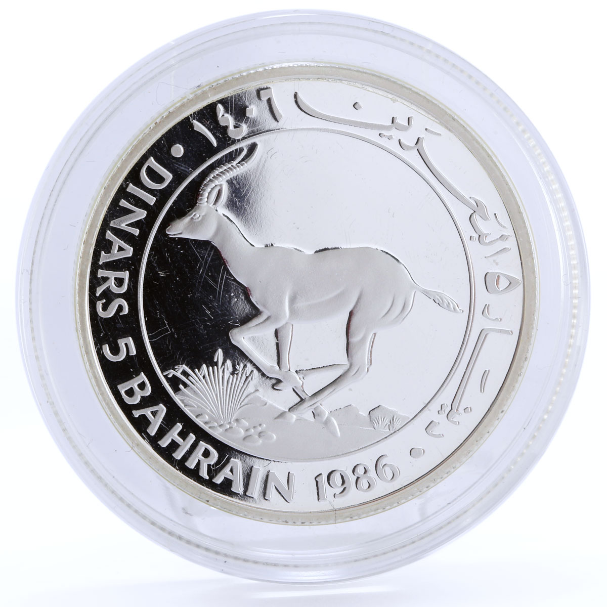 Bahrain 5 dinars World Wildlife Fund series Gazelle silver coin 1986