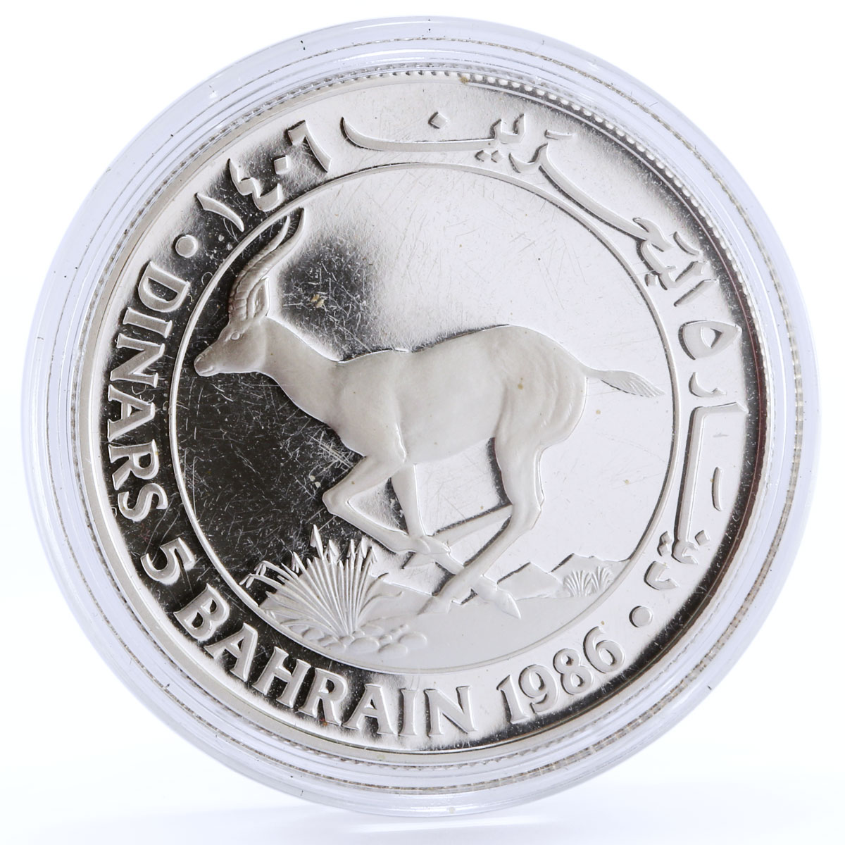 Bahrain 5 dinars World Wildlife Fund series Gazelle silver coin 1986