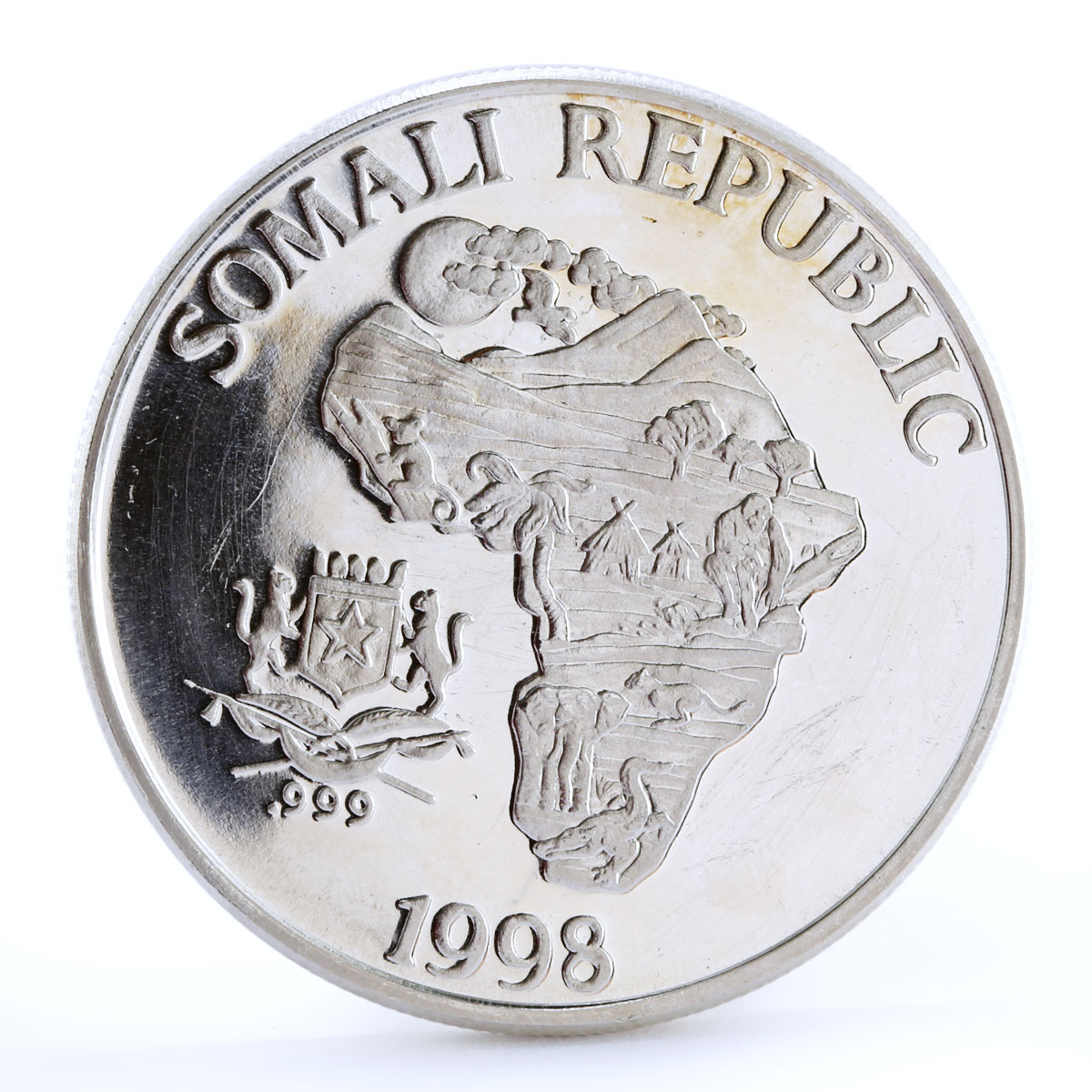 Somali 10 dollars The African Monkey Chimpanzee Fauna proof silver coin 2000