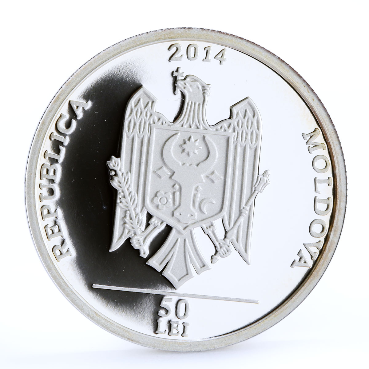 Moldova 50 lei Paeonia Peregrina Flower Flora proof silver coin 2014