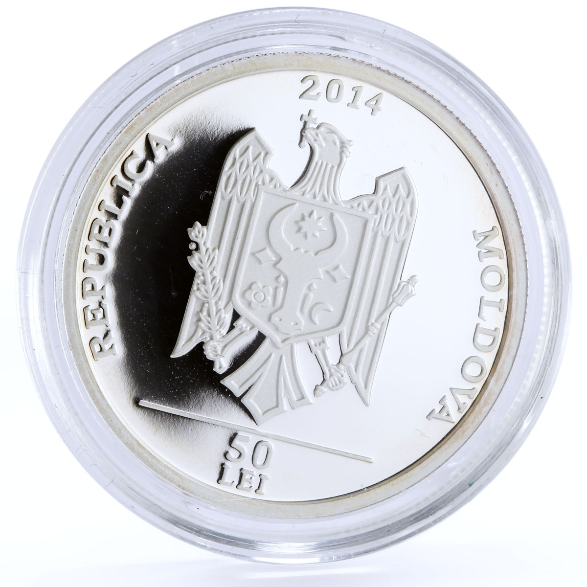 Moldova 50 lei Paeonia Peregrina Flower Flora proof silver coin 2014