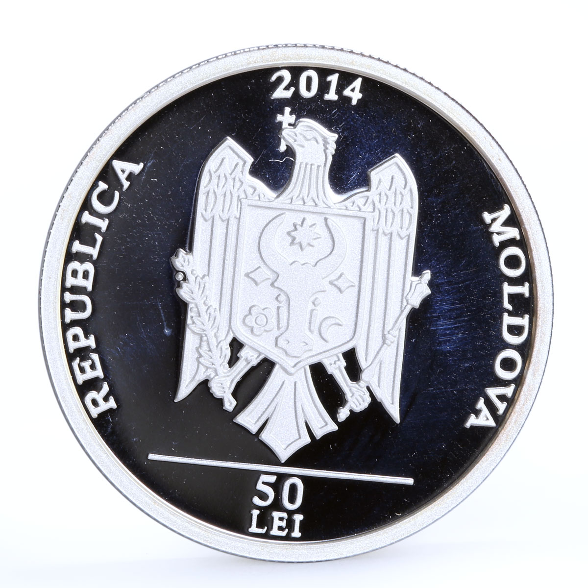 Moldova 50 lei Paeonia Peregrina Flower Flora proof silver coin 2014