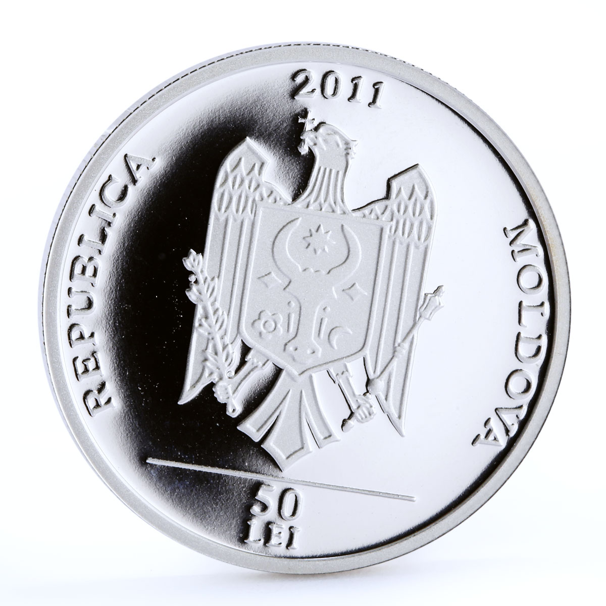 Moldova 50 lei Endangered Wildlife Eurasian Spoonbill Bird silver coin 2011