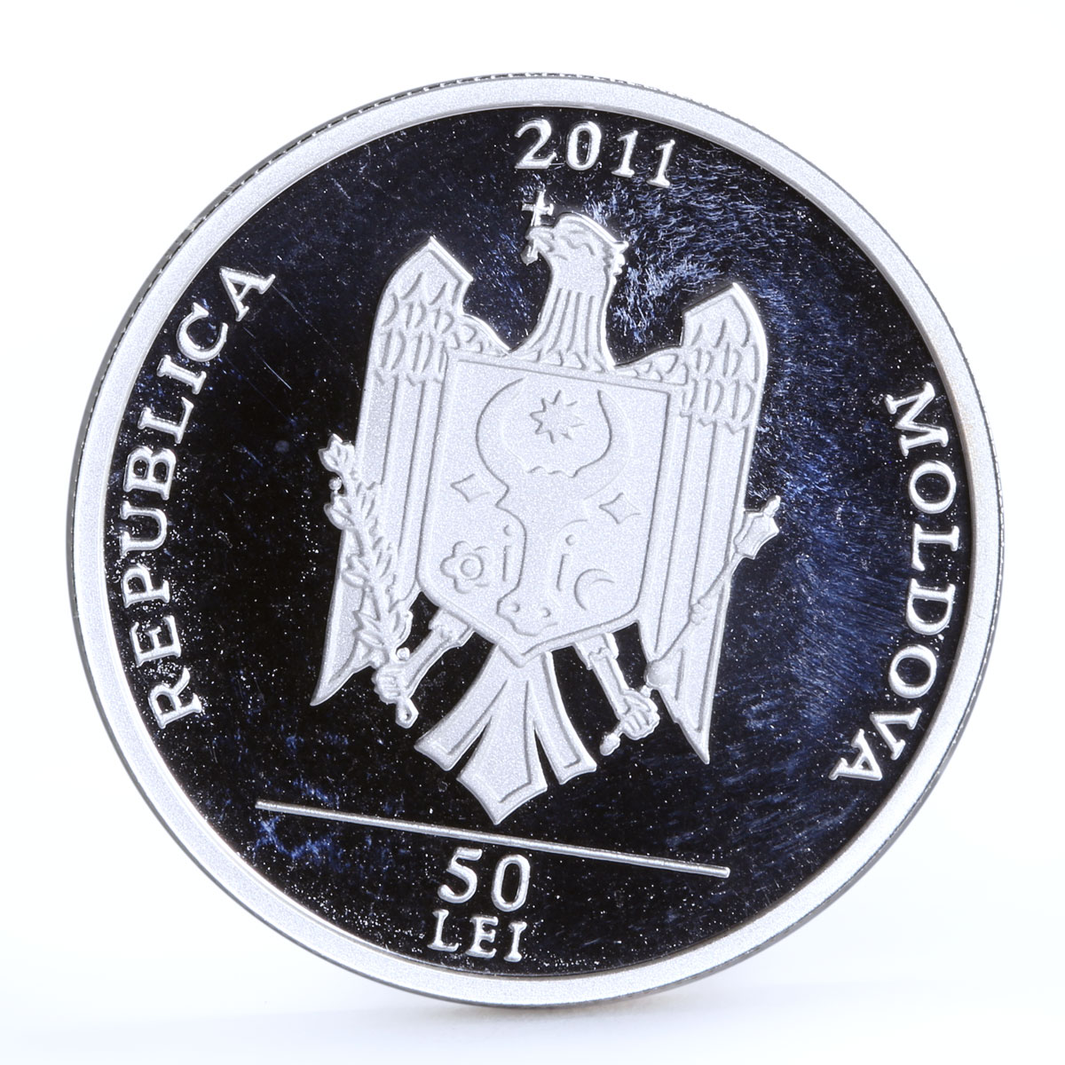 Moldova 50 lei Endangered Wildlife Eurasian Spoonbill Bird silver coin 2011