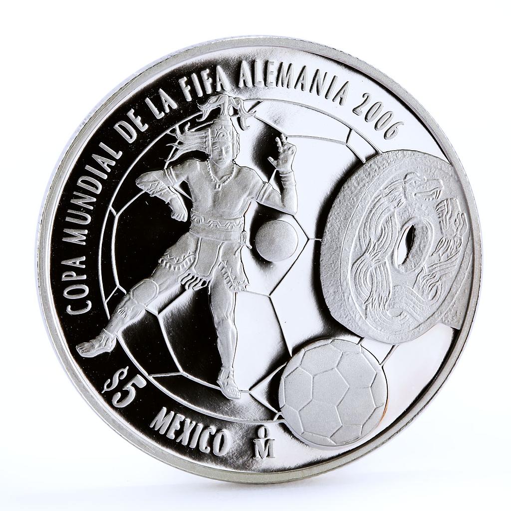 Mexico 5 pesos 2006 World Cup Soccer Games Football proof silver coin 2006