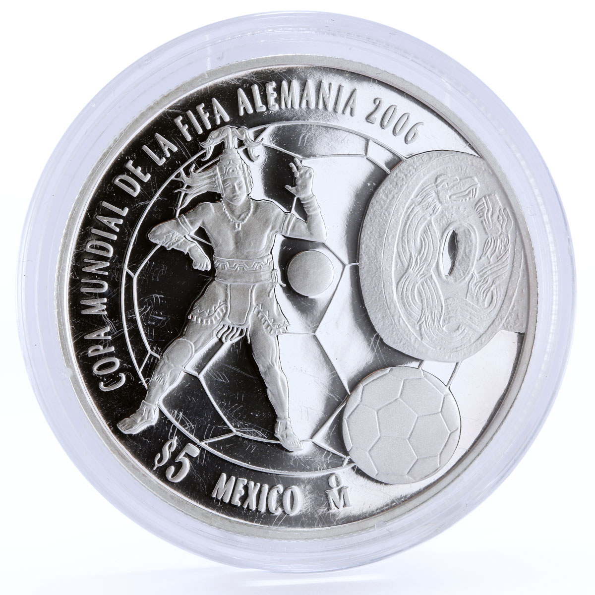 Mexico 5 pesos 2006 World Cup Soccer Games Football proof silver coin 2006