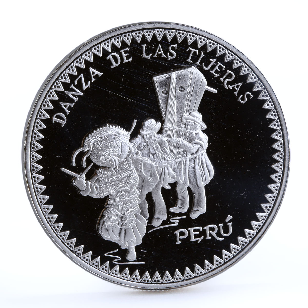 Peru 1 sol Danza de las Tijeras Dancing Festival Culture proof silver coin 1997