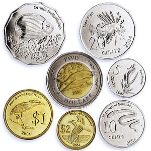 Cocos (Keeling) Islands set of 7 coins Wildlife Fauna Animals NiSteel coins 2004