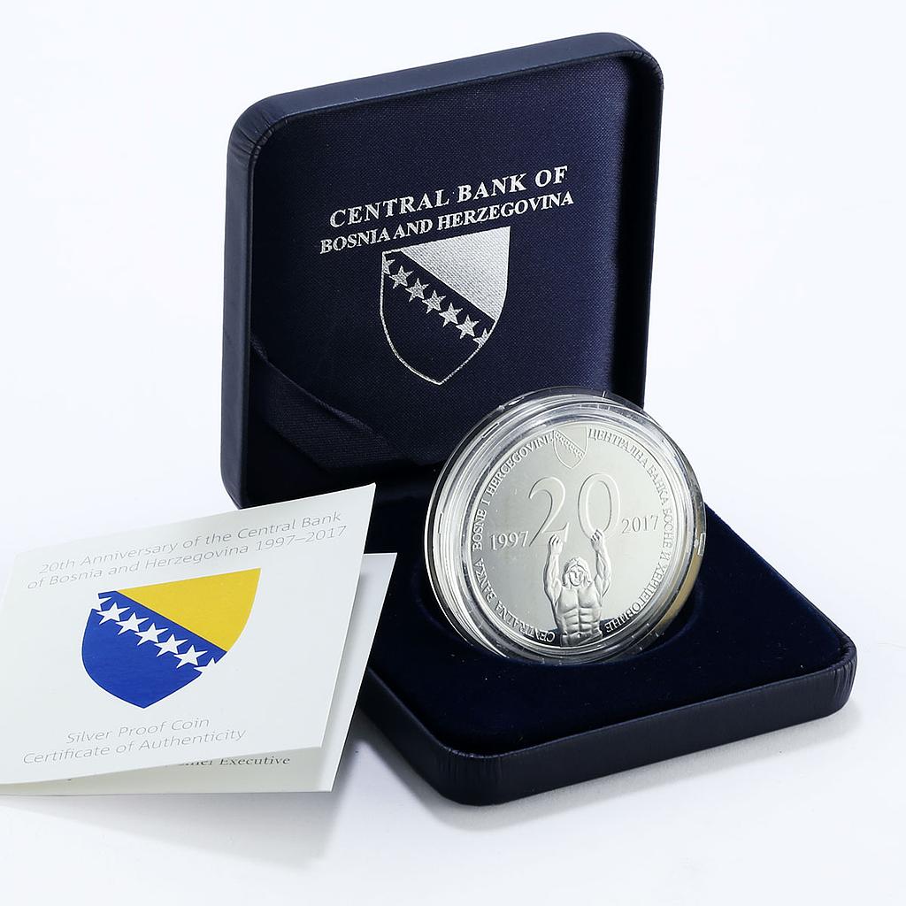 Bosnia and Herzegovina 20 convertible marks 20 Years of Bank silver coin 2017