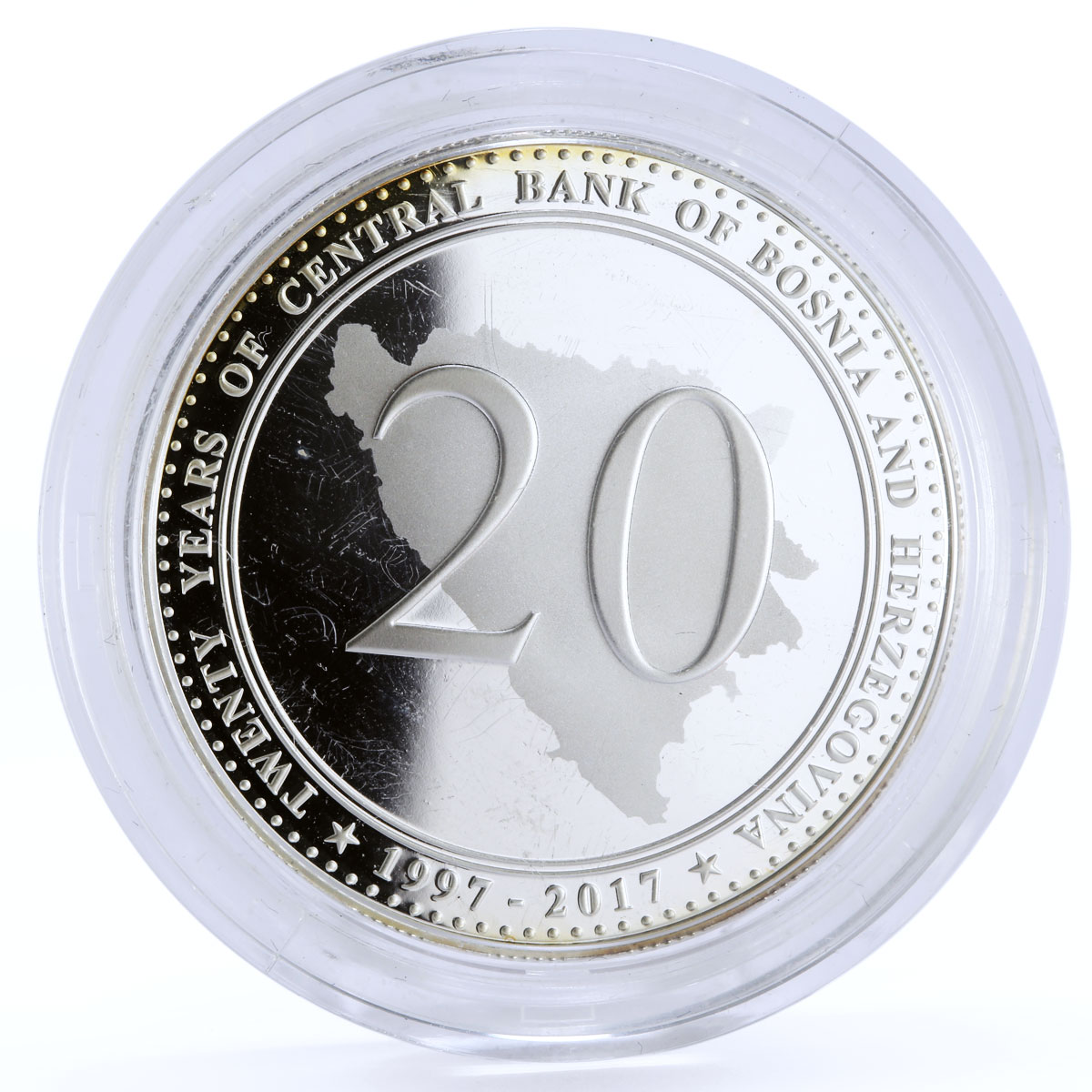 Bosnia and Herzegovina 20 convertible marks 20 Years of Bank silver coin 2017