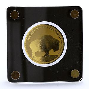 Chad 5000 francs Endangered Wildlife American Buffalo Bull gold coin 2019