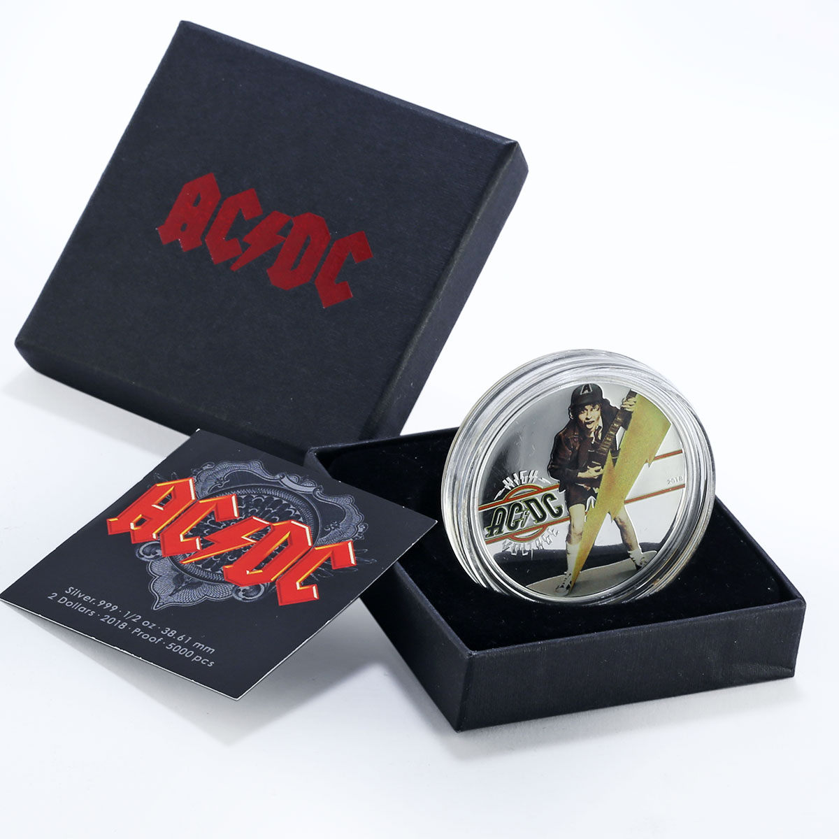 Cook Islands 2 dollars Famous Rock Band AC/DC High Voltage silver coin 2018