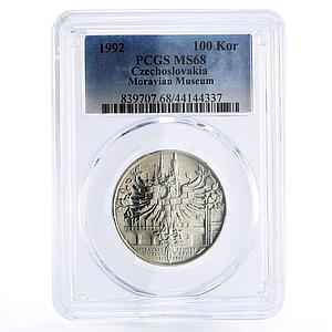 Czechoslovakia 100 korun Moravian Museum in Brno MS68 PCGS silver coin 1992