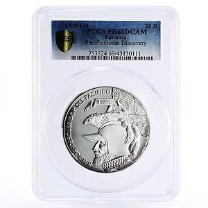 Panama 20 balboas Discoverer of Pacific PR69 PCGS proof silver coin 1985