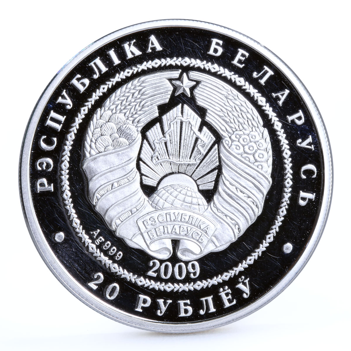 Belarus 20 rubles Endangered Wildlife Squirrel Fauna proof silver coin 2009