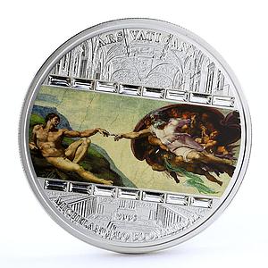 Cook Islands 20 dollars Michelangelo Art Creation of Adam silver coin 2008