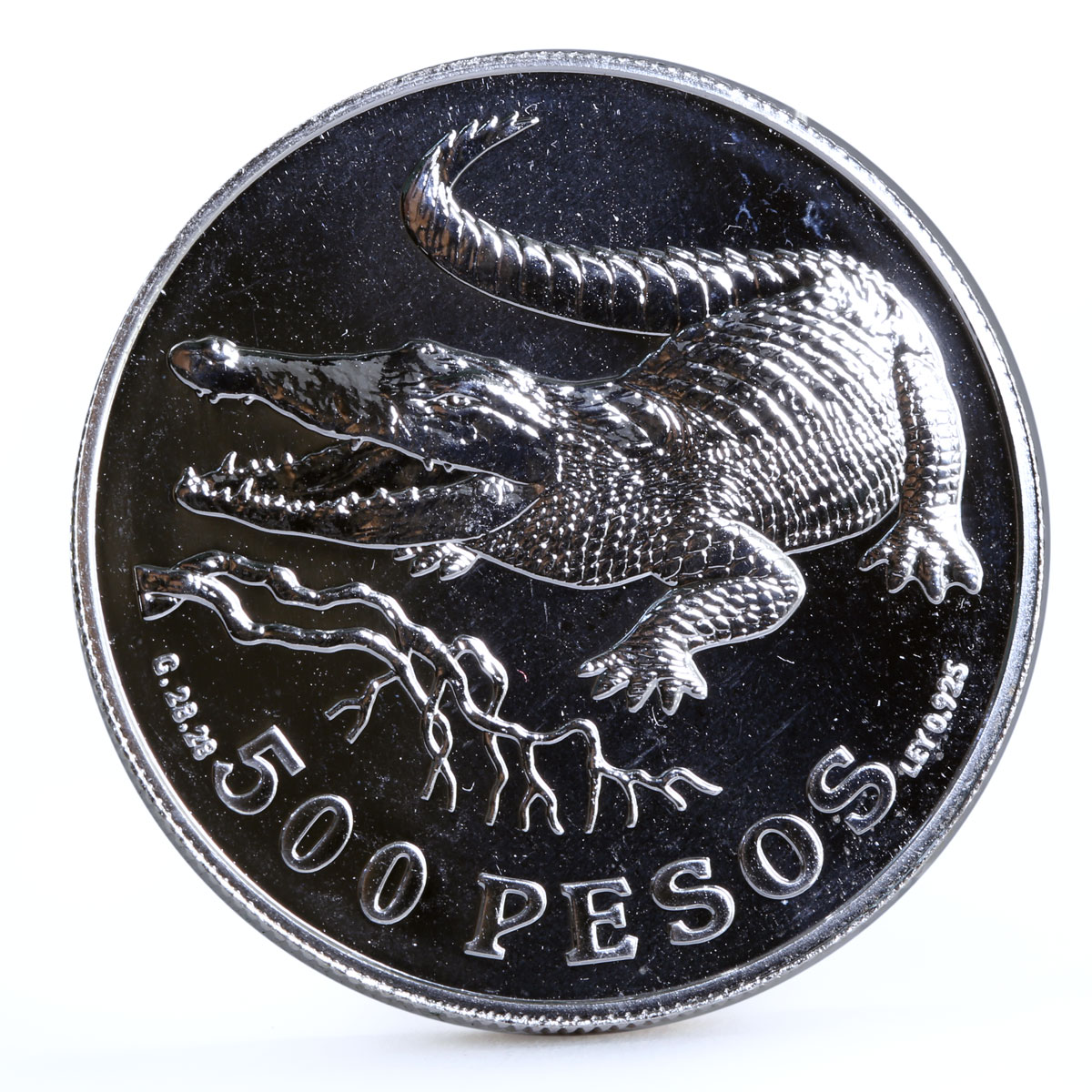 Colombia 500 pesos Endangered Wildlife Crocodile Fauna silver coin 1978