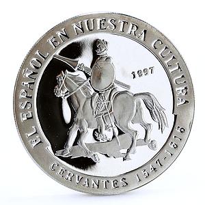 Equatorial Guinea 10000 ekuele Cervantes Don Quixot Literature silver coin 1997