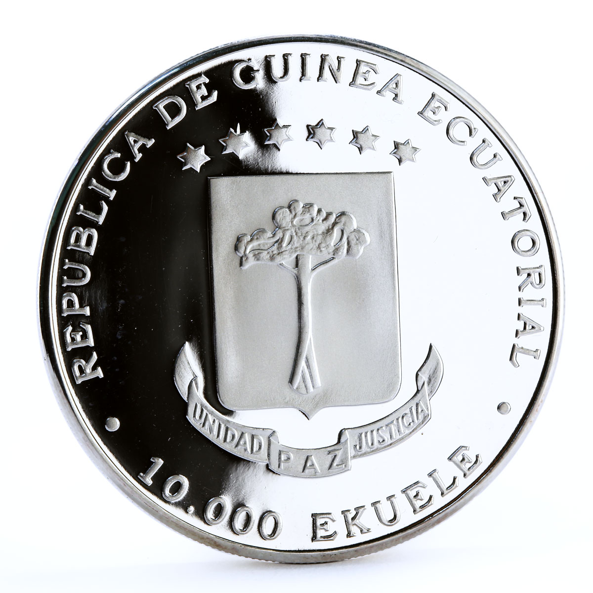 Equatorial Guinea 10000 ekuele Cervantes Don Quixot Literature silver coin 1997