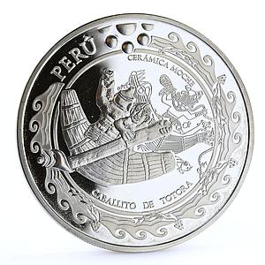 Peru 1 sol Ibero-American series Indians Sailing Moche Ceramic silver coin 2002