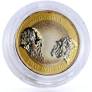 Britain 2 pounds 250th Anniversary Charles Darwin piedfort silver coin 2009