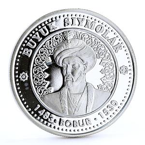 Uzbekistan 100 som Famous Ancestors Sultan Bobur proof silver coin 1999