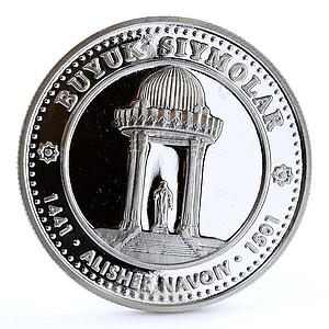 Uzbekistan 100 som Famous Ancestors Sultan Alisher Navoiy proof silver coin 1999