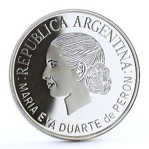 Argentina 1 peso First Lady Eva Duarte People Manifestation silver coin 2002