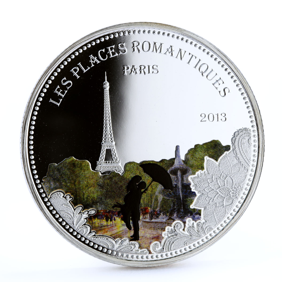 Benin 1000 francs Romantic Places Paris colored silver coin 2013