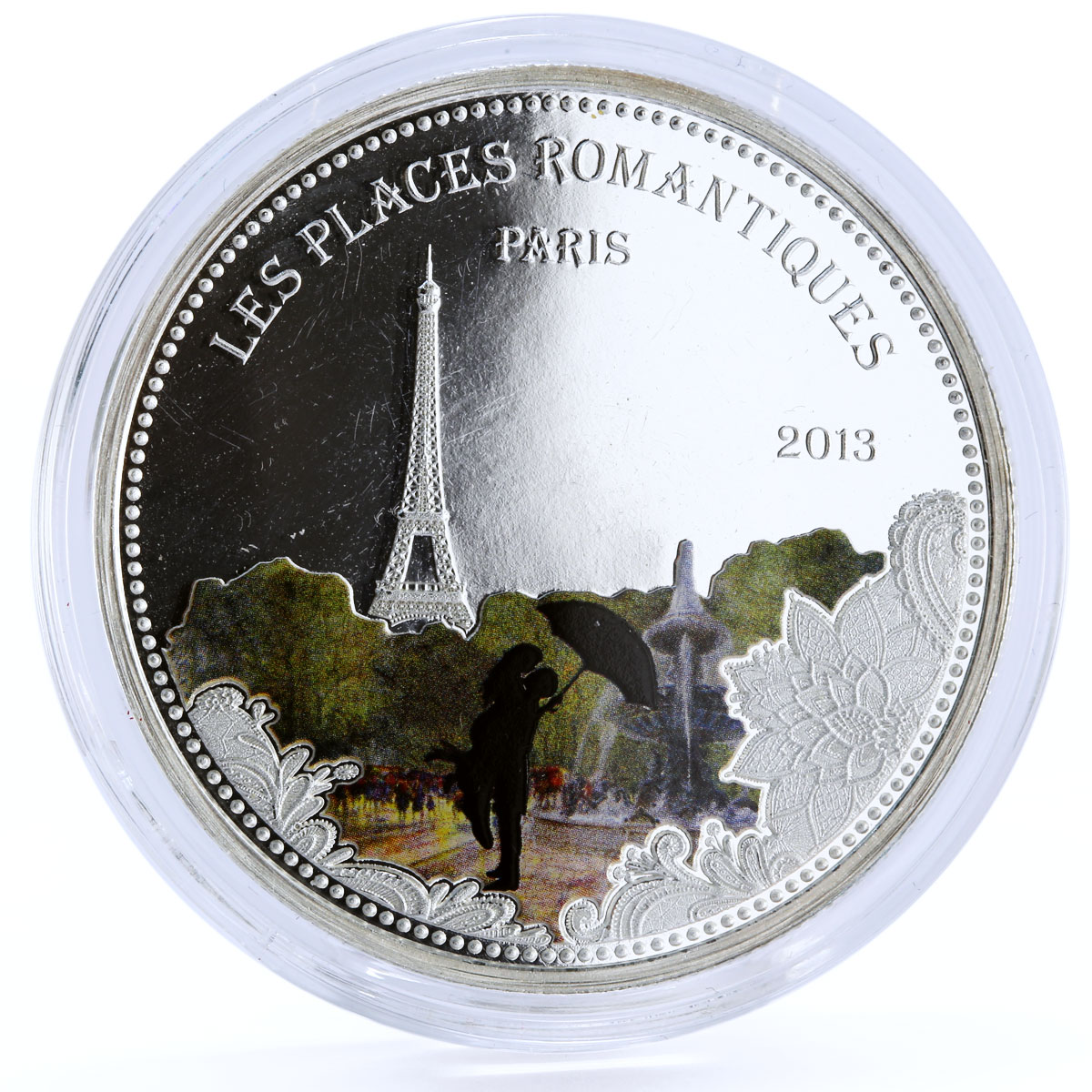 Benin 1000 francs Romantic Places Paris colored silver coin 2013