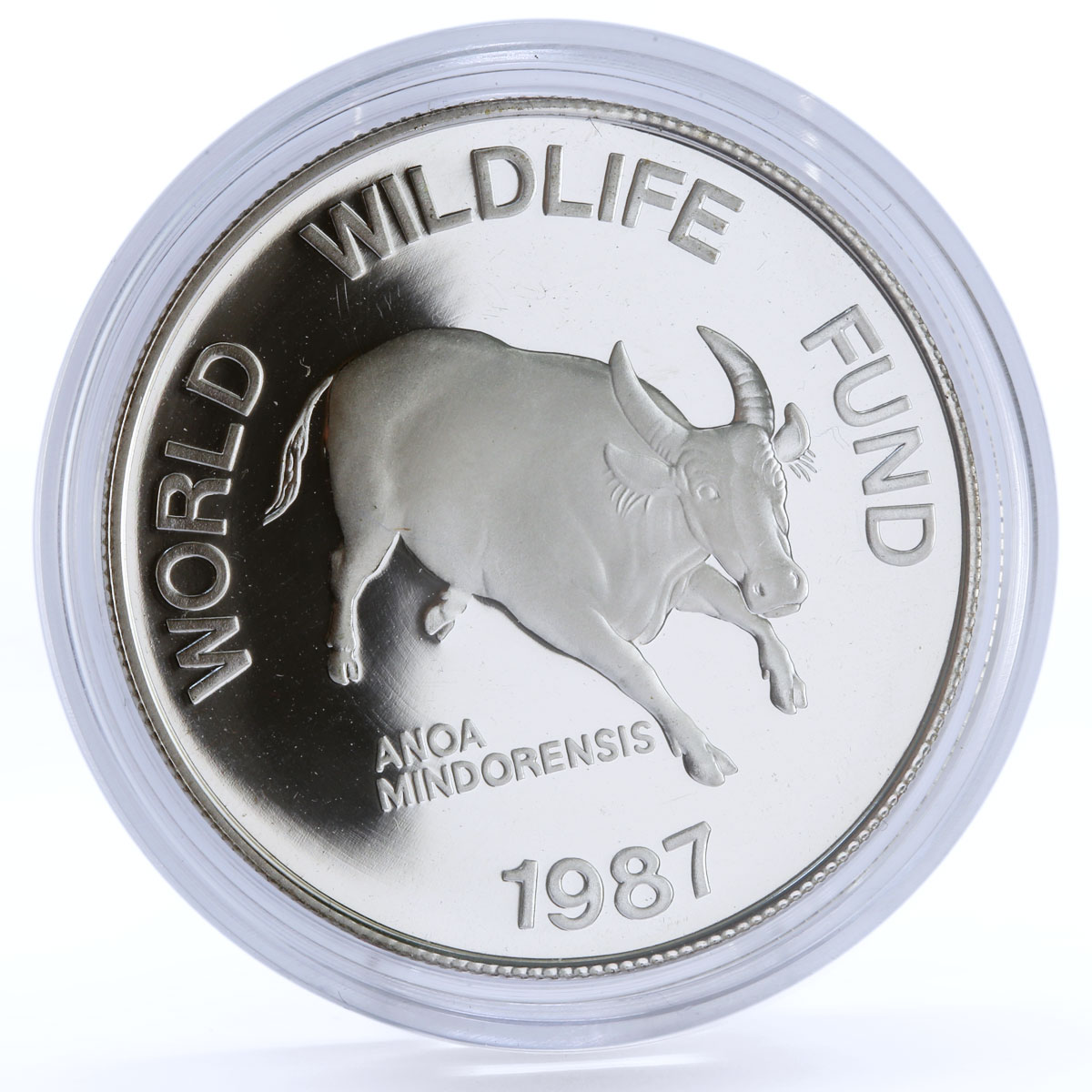 Philippines 200 piso WWF series Mindoro Buffalo proof silver coin 1987