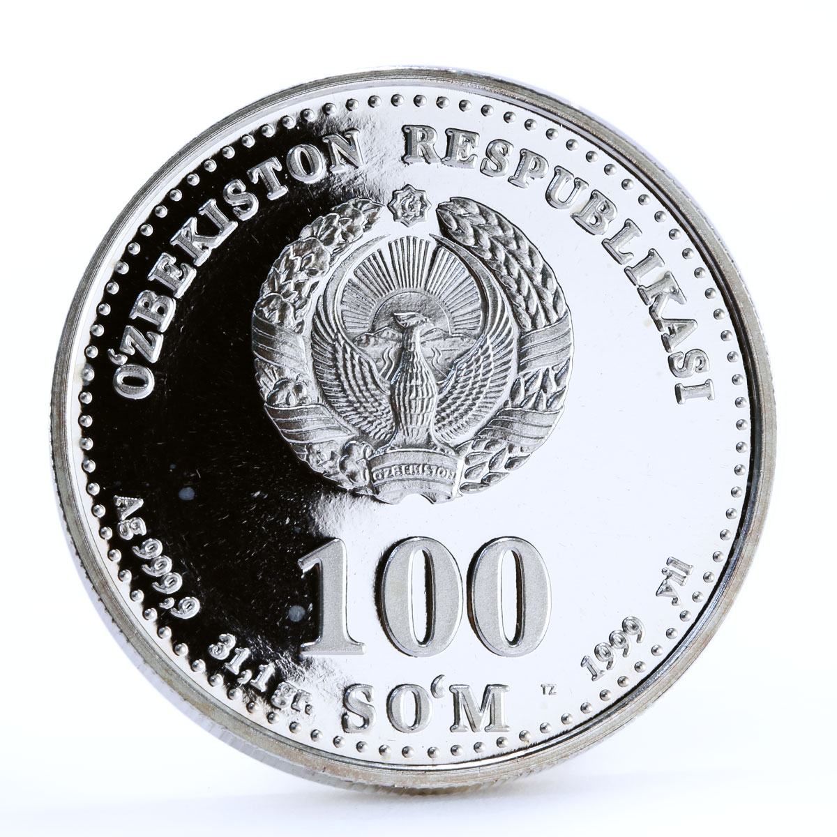 Uzbekistan 100 som Famous Ancestors Sultan Mirzo Ulugbek proof silver coin 1999