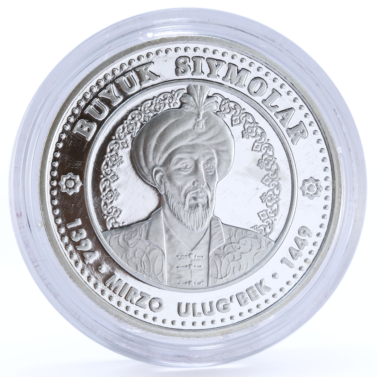 Uzbekistan 100 som Famous Ancestors Sultan Mirzo Ulugbek proof silver coin 1999