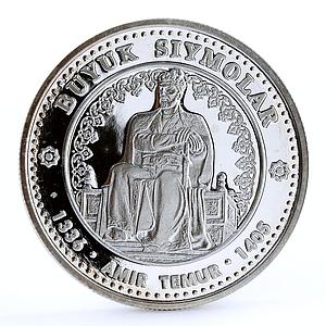 Uzbekistan 100 som Famous Ancestors Sultan Amir Temur proof silver coin 1999